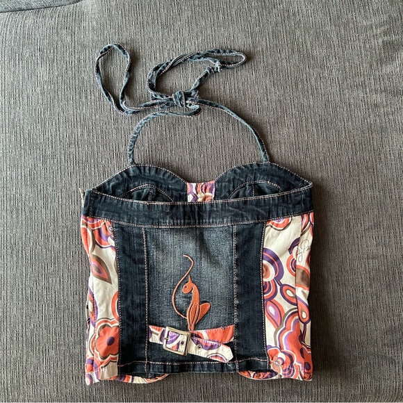 BabyphatDenim and Floral Women's Top - Picture 2 of 2